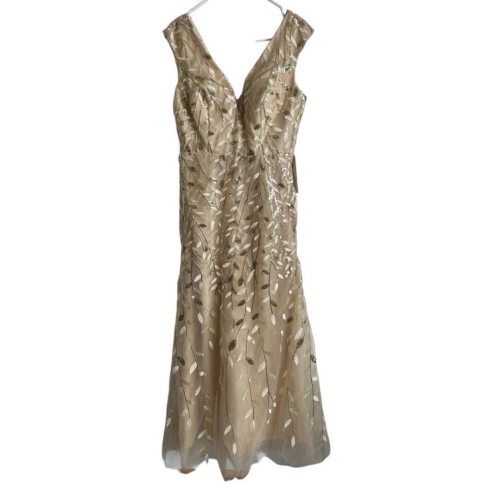 Formal Ball Prom Full Length Sleeveless Mermaid Gown Taupe New Size 8-10 M 5964